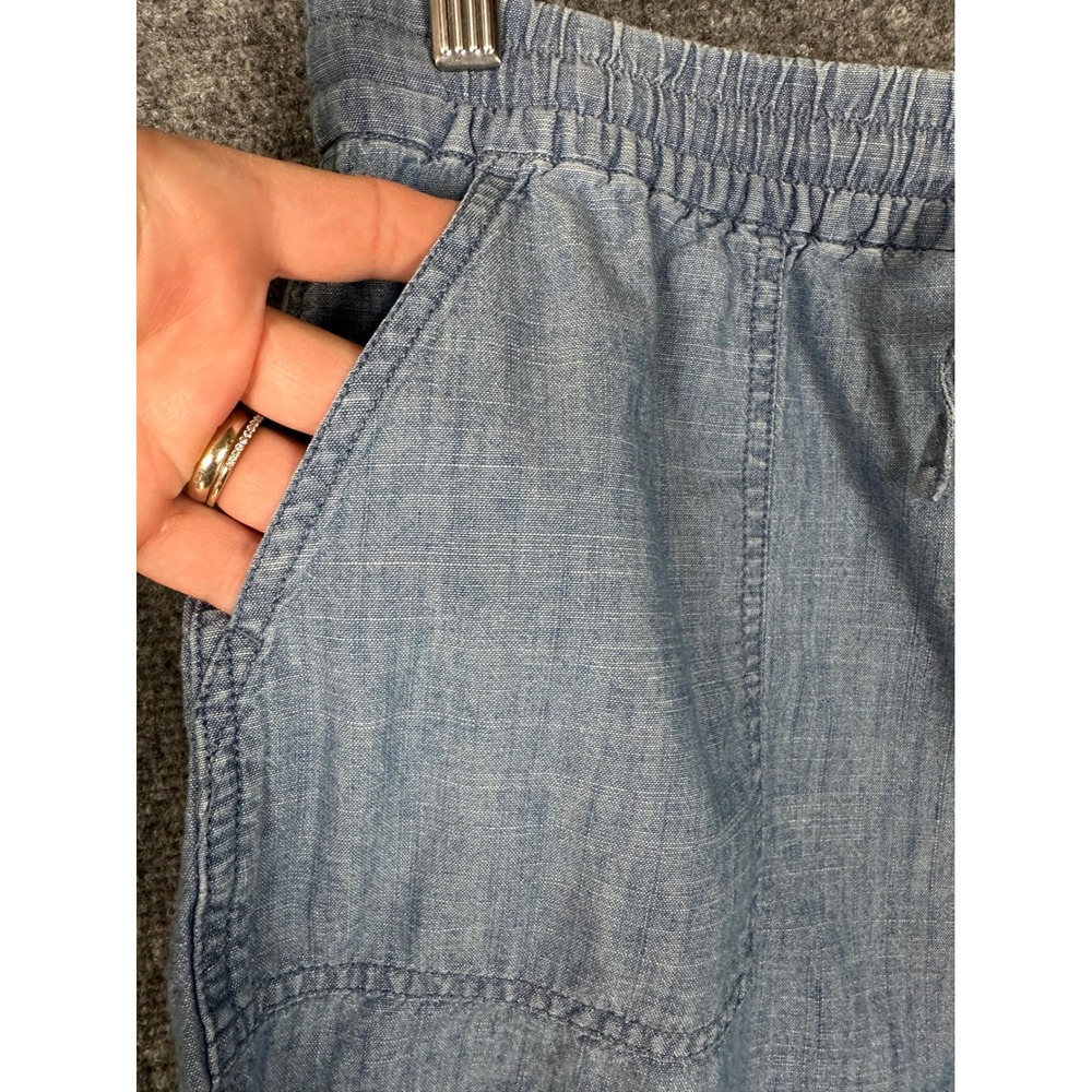 J.Crew Womens Chambray Shorts Medium Blue Elastic Waist Drawstring Summer Casual - Picture 6 of 7